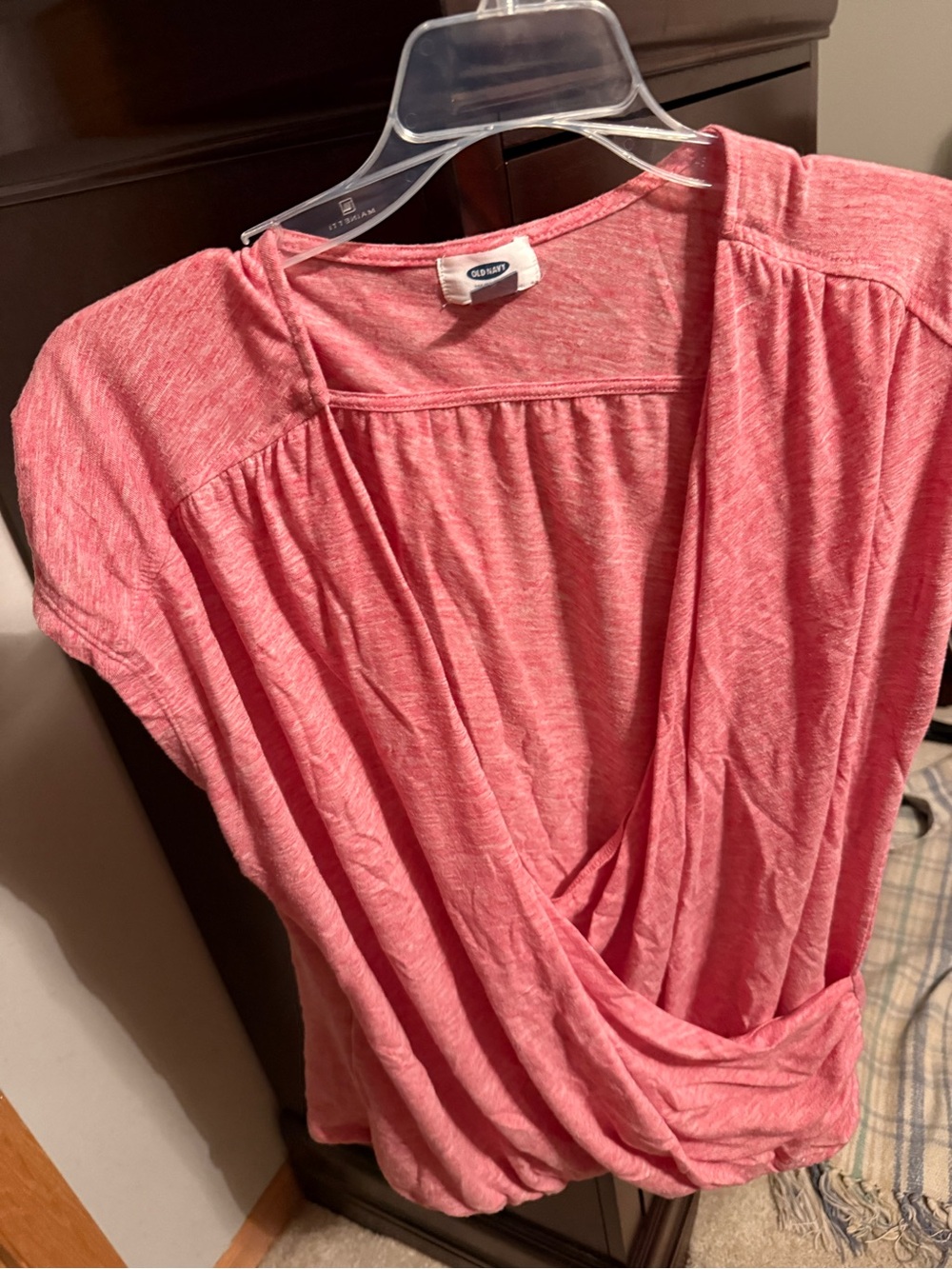 Old Navy Heathered Coral Pink Wrap-Front Blouse